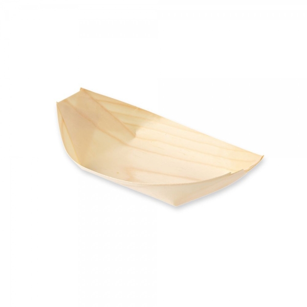 Bio Fingerfood-Schalen Schiffchen aus Pappelholz – nachhaltig, kompostierbar, 40x50 Stück