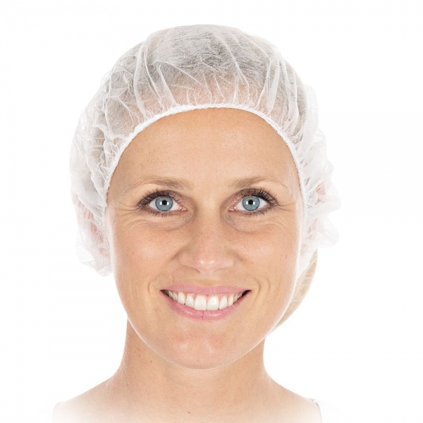 Baretthauben BETTINA weiss, aus PP-Vlies, Ø 53 cm - HYGOSTAR - VE 10x100 Stück