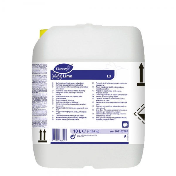 Diversey Suma Lima L3 – Chlorhaltiger, Geschirrreiniger für gewerbliche Spülmaschinen 10 Liter Kanis