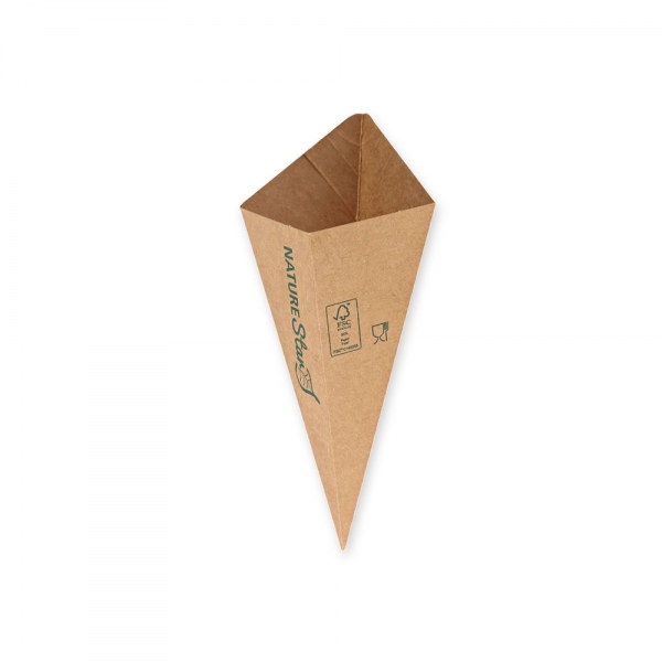 Bio Pommes-Spitztüten | Kraftpapier/PE | FSC®-Mix | nachhaltige To-go-Verpackung, 20x25 Stück