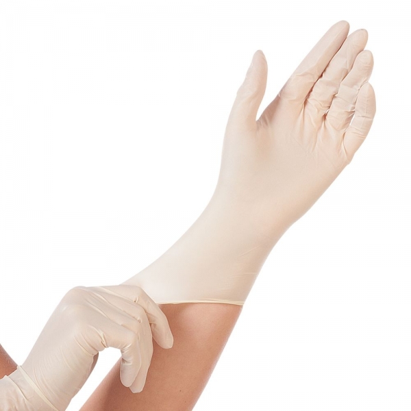 Latex Handschuhe puderfrei weiß MED GRIP von HYGOSTAR - VE 100 Stück