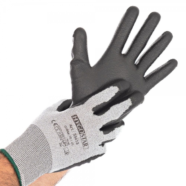 Touch-Screen Schnittschutzhandschuhe Cut Safe Touch, PU-beschichtet, Kupfer-Fingerkuppen 10x10 Paar