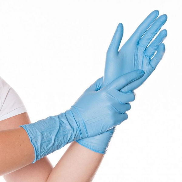 Nitril-Handschuhe Blau, puderfrei, Länge 30 cm SAFE LONG von HYGOSTAR GR: S - VE 10x100 Stück