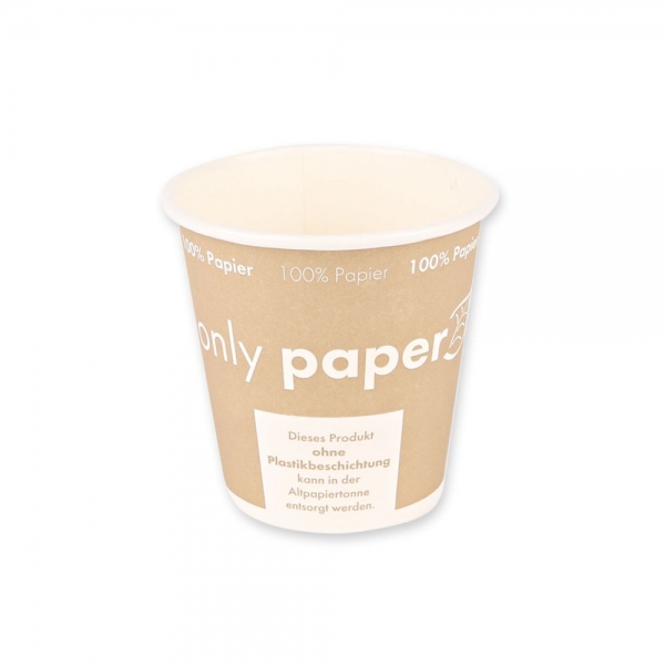 Bio Kaffeebecher Only Paper aus Pappe – nachhaltiger, plastikfreier Einwegbecher, 20x50 Stück