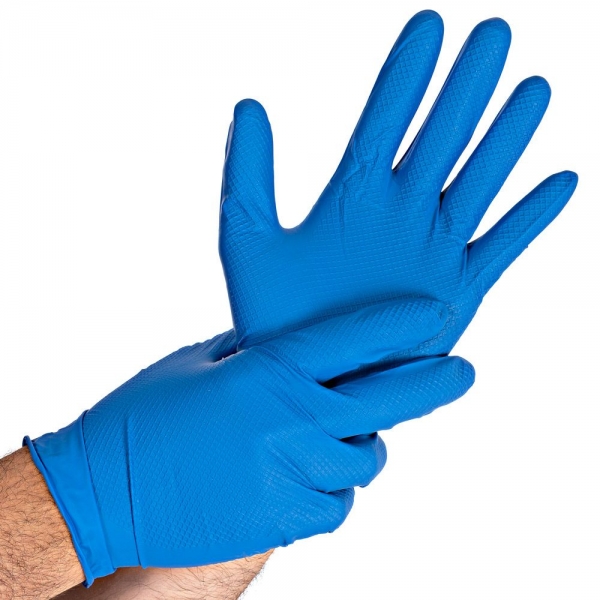HYGOSTAR Nitril-Handschuhe mit Grip blau POWER GRIP - VE 500 Stück