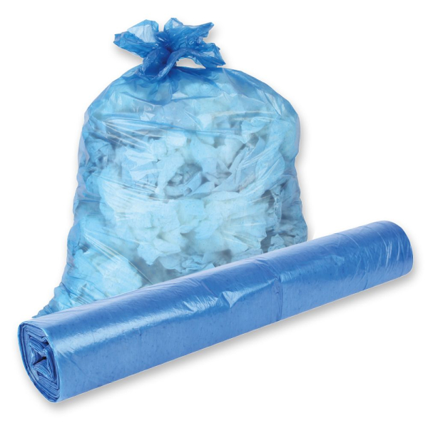 Müllsäcke Eco Light 120 Liter aus LDPE, 20 my, blau, flüssigkeitsdicht – 25x25 Stück