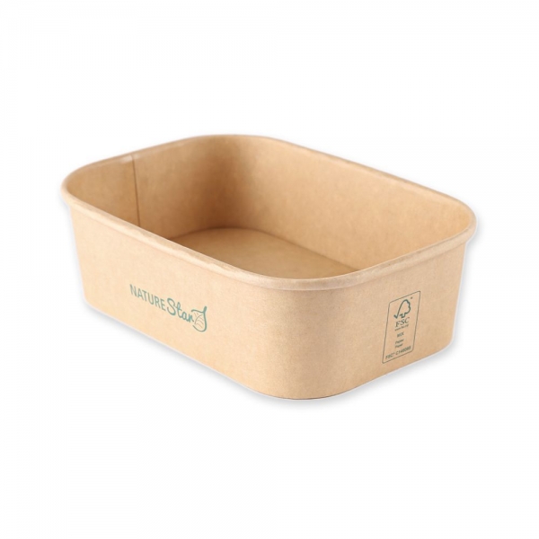Bio Schalen Takeaway Kraftpapier/PE FSC®‑Mix, Nachhaltige Take‑Away Schale, 17,2 x 12 cm, 6x50 Stück