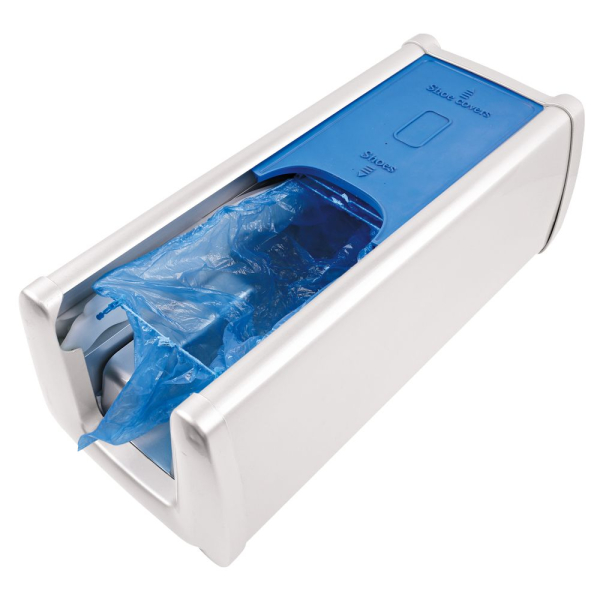 Hygostar Ecostep Überschuhspender Weiß/Blau – Mechanischer Überschuhautomat