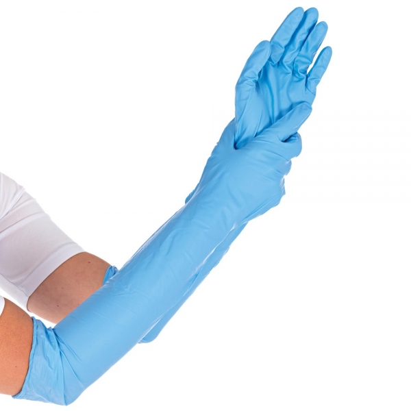 Nitril-Handschuhe 50 cm EXTRA SAFE SUPERLONG von HYGOSTAR Gr. M - VE 50 Stck