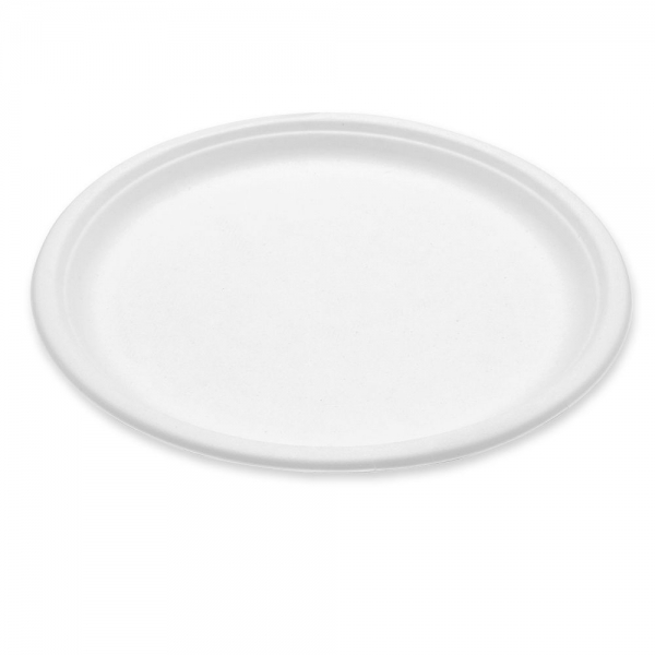 Bio Teller Bordofino rund aus Zuckerrohr – Nachhaltig, hitzebeständig und kompostierbar, 20x50 Stück