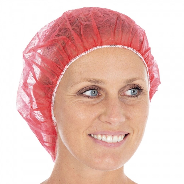 Baretthauben mittel rot PP-Vlies BETTINA - HYGONORM - VE 1000 Stück