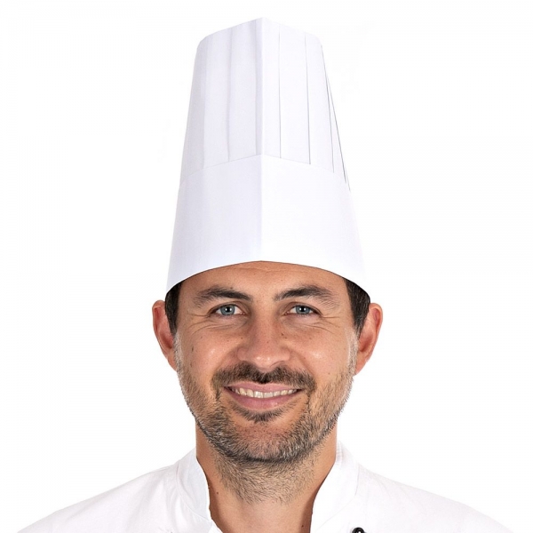 Kochmütze weiß aus Papier mit Schweißband LE CHEF von HYGOSTAR - VE 250 Stück