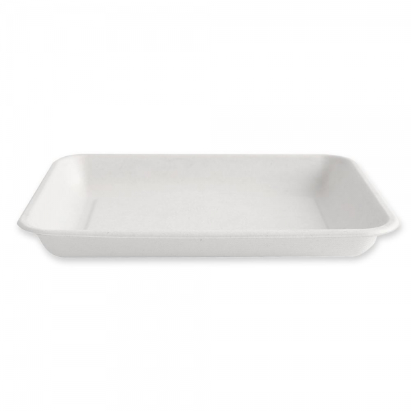 Bio Foodtrays rechteckig aus Zuckerrohr – nachhaltige kompostierbare Einwegschalen, 4x125 Stück