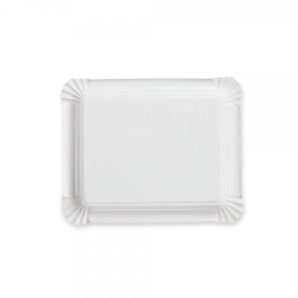 NatureStar Pappteller rechteckig, 10×16 cm, weiß – 100% Frischfaser, lebensmittelecht, stabil