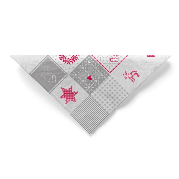 Tissue Serviette Pepe in Grau-Rot, 40 x 40 cm, von Mank