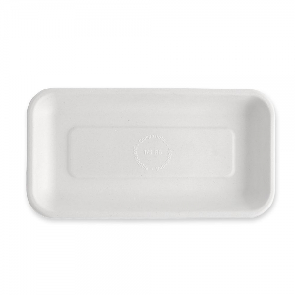 Bio Foodtrays rechteckig aus Zuckerrohr – nachhaltige kompostierbare Einwegschalen, 4x125 Stück