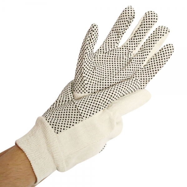 Arbeitshandschuhe Baumwolle mit Noppen DOTTY natur von Hygostar - VE 300 Paar