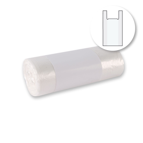 Müllbeutel mit Griff Light 25 l aus HDPE auf Rolle – 11 my, 160 + 540 x 530 mm, transparent, 36x30 S