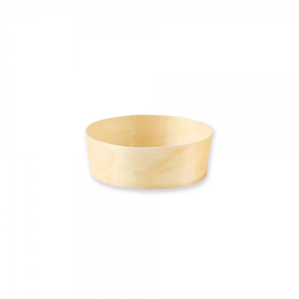 Bio Fingerfood-Schalen rund aus Pinienholz – natur, biologisch abbaubar, lebensmittelecht, 10x50 Stü