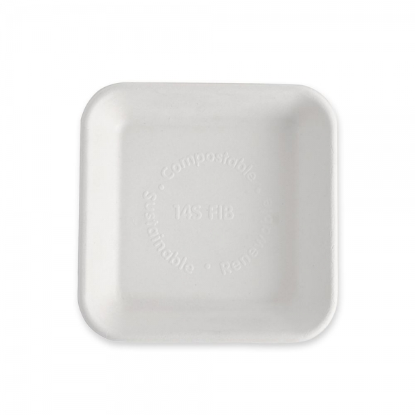 Bio Foodtrays rechteckig aus Zuckerrohr – nachhaltige kompostierbare Einwegschalen, 4x125 Stück