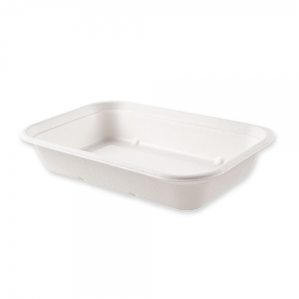 Bio Schalen Puro rechteckig aus Zuckerrohr – nachhaltig, kompostierbar, 21,2 x 14 cm, 4x125 Stück