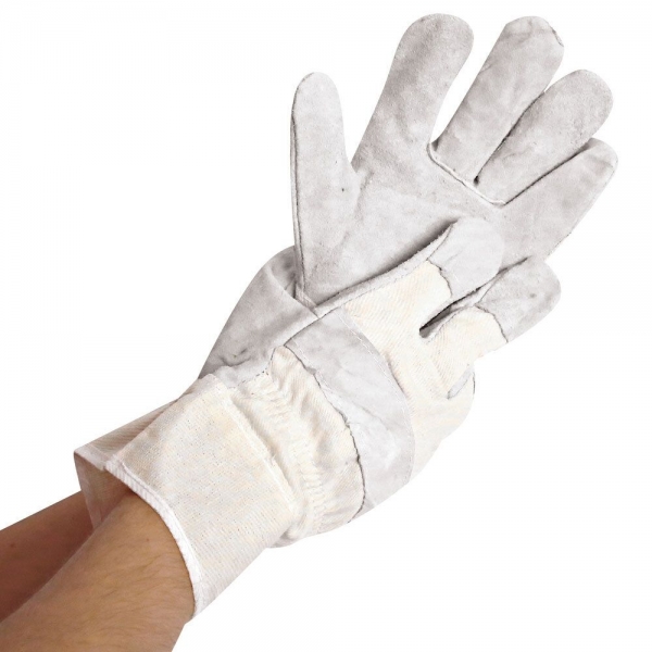 Arbeitshandschuhe aus Rindspaltleder WORK natur XL HYGOSTAR - VE 12 Paar