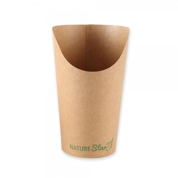 Bio Snackbecher Wrap 400 ml | Kraftpapier/PLA | kompostierbare Bio-Snackbox, 10x50 Stück