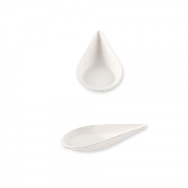 Bio Fingerfood-Schalen Drop aus Zuckerrohr, elegant, stabil, kompostierbare Tropfenform, 20x50 Stück